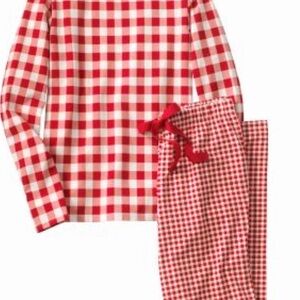Lands End by Draper James Red and White Gingham Checkered Pajama Set NWOT